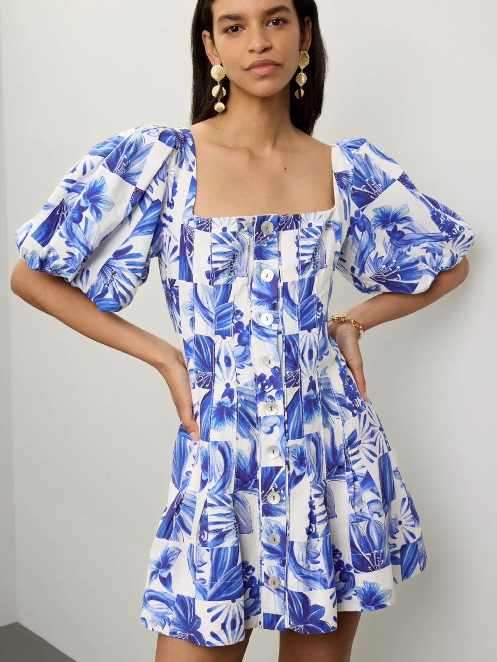 Farm Rio Garden Tiles Mini Dress